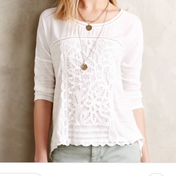 Anthropologie Tops - Meadow Rue Tayrona Lace Cream Blouse M